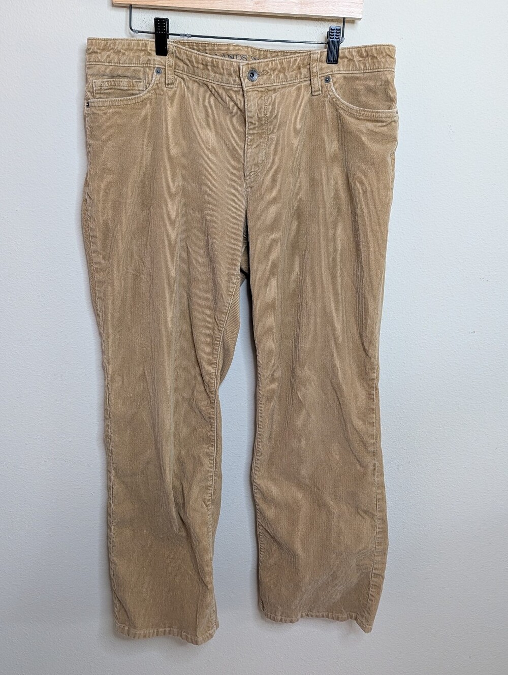 Lands' End Women's Corduroy Pants Size 14 Tan Khaki Mid Rise Bootcut‎